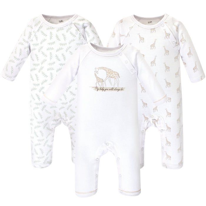 Touched by Nature Baby Organic Cotton Coveralls 3 Pack, Little Giraffe