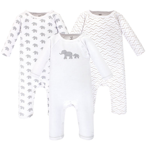 Touched by Nature Baby Organic Cotton Coveralls 3 Pack, Marching Elephant
