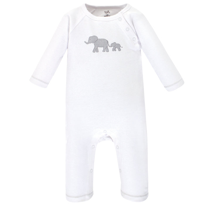 Touched by Nature Baby Organic Cotton Coveralls 3 Pack, Marching Elephant