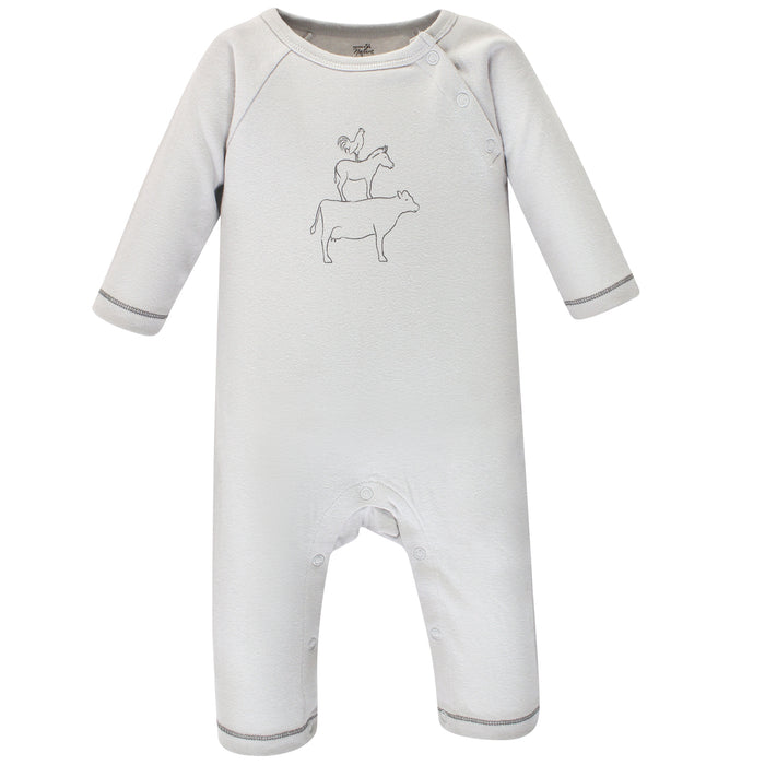 Touched by Nature Baby Organic Cotton Coveralls 3 Pack, Farm Friends