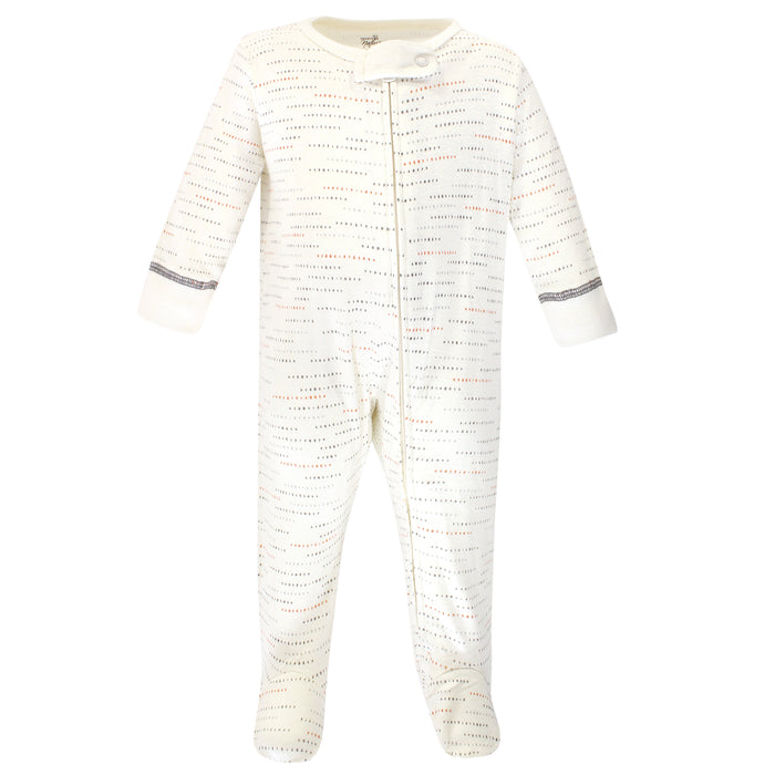 Touched by Nature Baby Boy Organic Cotton Zipper Sleep and Play 3 Pack, Boho Fox