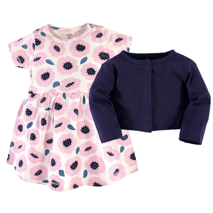 Touched by Nature Organic Cotton Dress and Cardigan 2 Piece Set, Blossoms