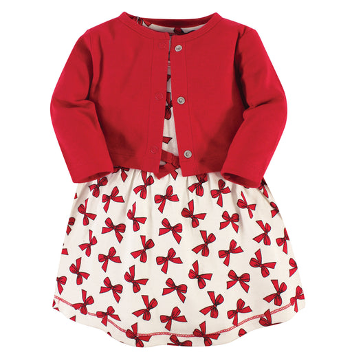Touched by Nature Organic Cotton Dress and Cardigan 2 Piece Set, Bows