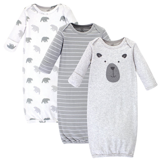 Touched by Nature Baby Boy Organic Cotton Long-Sleeve Gowns 3 Pack, Bear