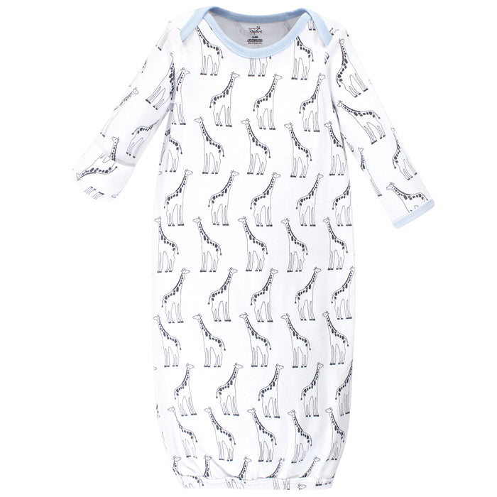 Touched by Nature Baby Boy Organic Cotton Long-Sleeve Gowns 3 Pack, Giraffe