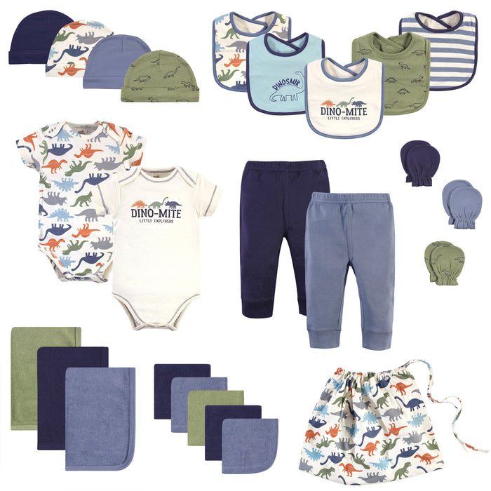 Touched by Nature Baby Boy Organic Cotton Layette Set and Giftset, Bold Dinosaurs, 0-6 Months