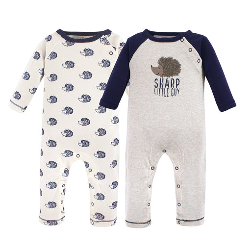 Touched by Nature Baby Boy Organic Cotton Coveralls 2 Pack, Hedgehog