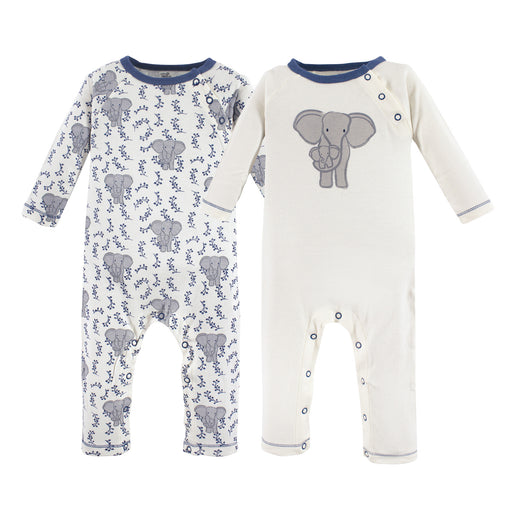 Touched by Nature Baby Boy Organic Cotton Coveralls 2 Pack, Elephant