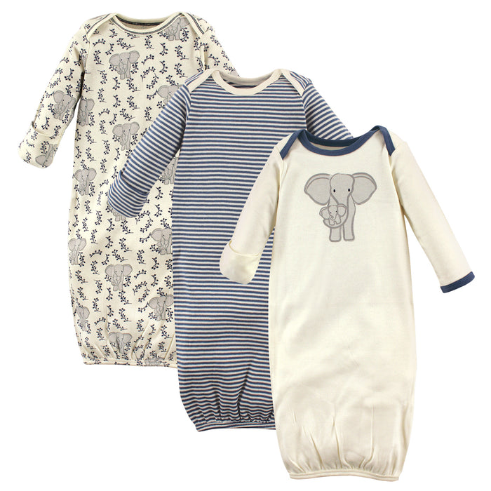 Touched by Nature Baby Organic Cotton Gowns, Elephant, Preemie/Newborn