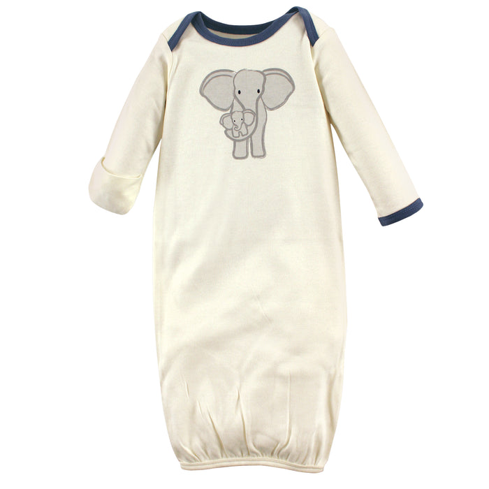 Touched by Nature Baby Boy Organic Cotton Gowns, Elephant, 0-6 Months