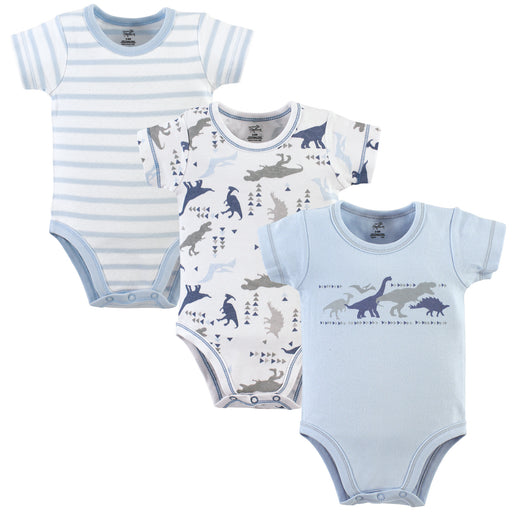 Touched by Nature Baby Boy Organic Cotton Bodysuits 3 Pack, Dino
