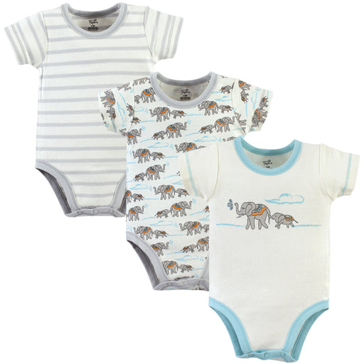 Touched by Nature Organic Cotton Bodysuits 3-Pack, Mint Elephant