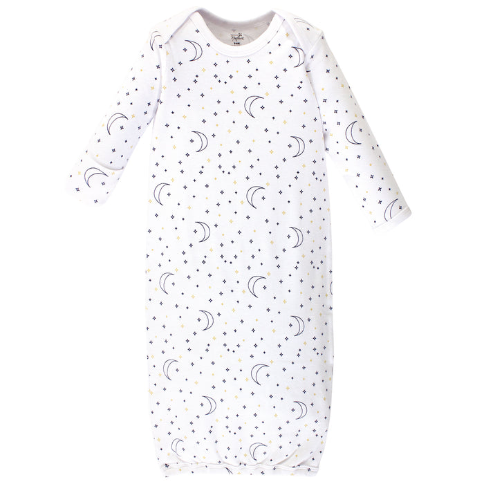 Touched by Nature Baby Boy Organic Cotton Long-Sleeve Gowns 3 Pack, Constellation 0-6 Months