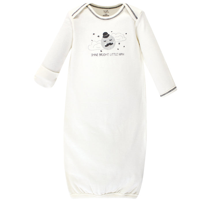 Touched by Nature Infant Boy Organic Cotton Gowns, Mr Moon, Preemie/Newborn