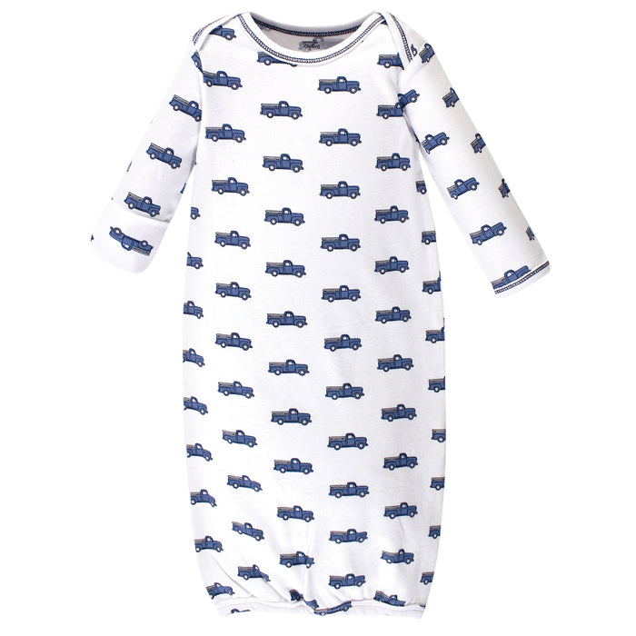 Touched by Nature Infant Boy Organic Cotton Gowns, Truck, Preemie/Newborn