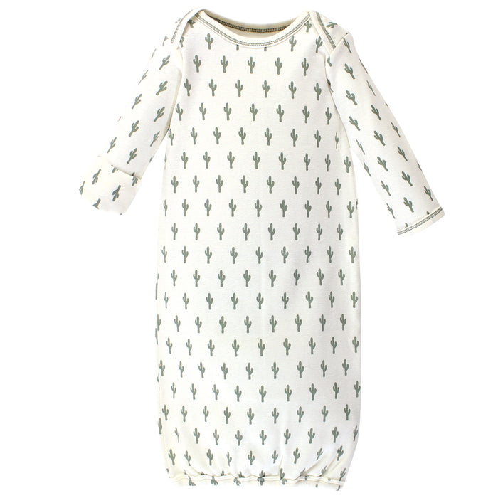 Touched by Nature Baby Organic Cotton Long-Sleeve Gowns 3 Pack, Prints, 0-6 Months