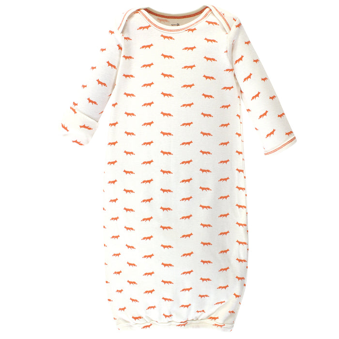 Touched by Nature Baby Organic Cotton Long-Sleeve Gowns 3 Pack, Prints, 0-6 Months