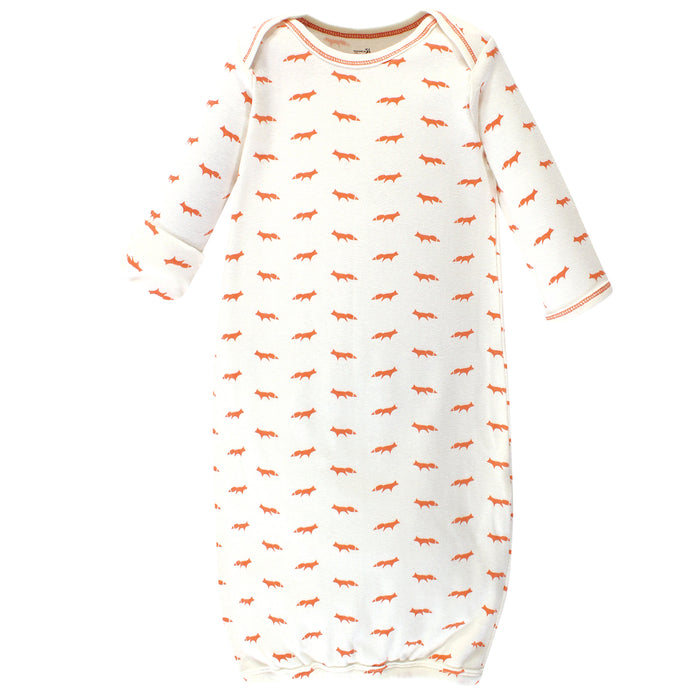 Touched by Nature Baby Organic Cotton Gowns, Prints Foxes, Preemie/Newborn