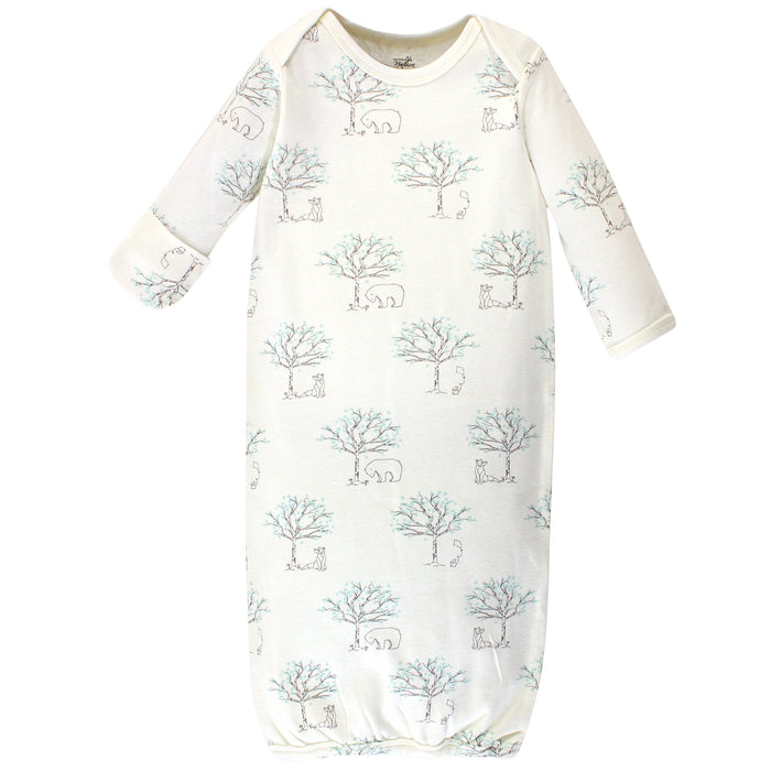 Touched by Nature Baby Organic Cotton Long-Sleeve Gowns 3 Pack, Birch Tree, 0-6 Months