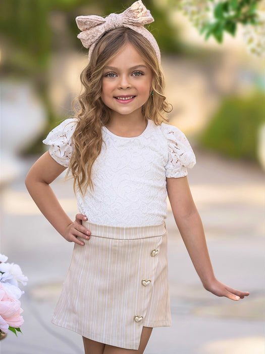 Mia Belle Girls Forever In Style Lace Top and Skort Set