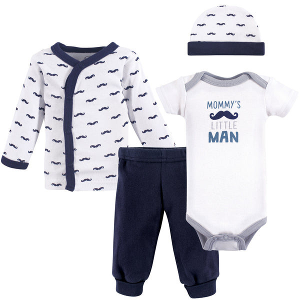 Luvable Friends Baby Boy Cotton Preemie Layette Set, Mustache, Preemie