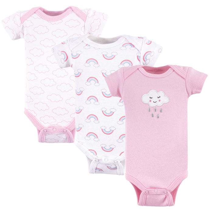 Luvable Friends Baby Girl Cotton Preemie Bodysuits 3 Pack, Girl Cloud Preemie