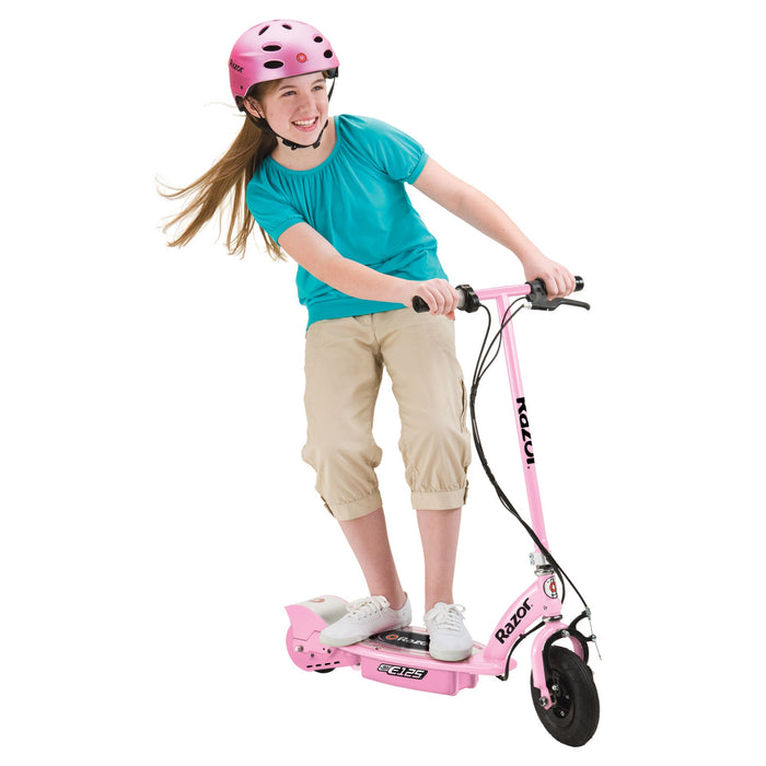 Razor E125 Kids Ride On 24V Motorized Battery Powered Electric Scooter Toy, Pink