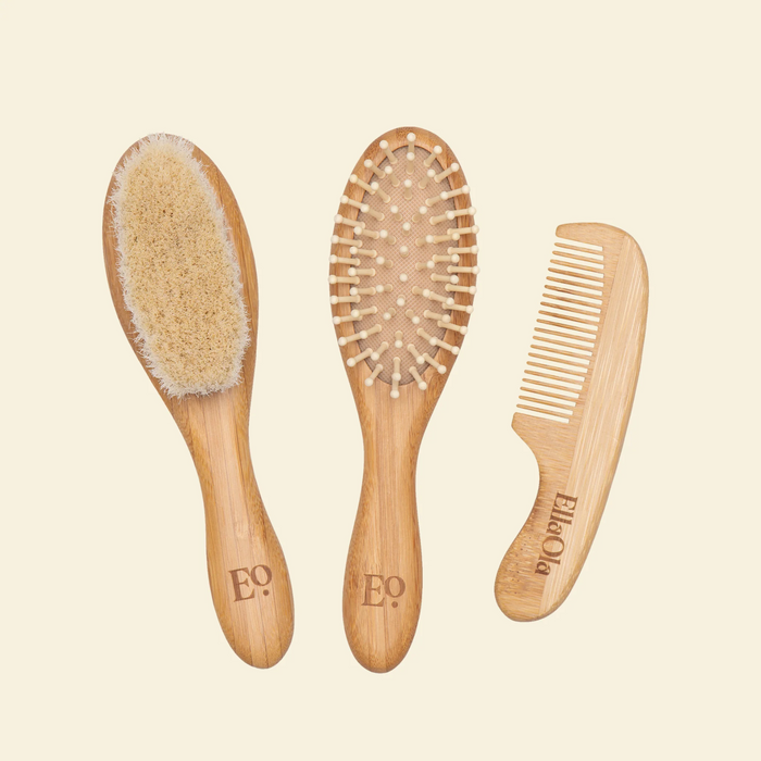 EllaOla 3-Piece Bamboo Brush & Comb Set