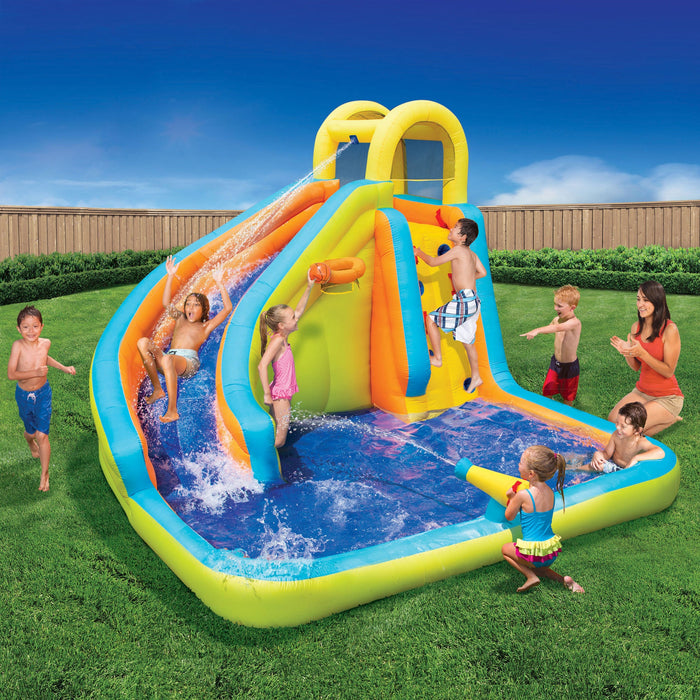 Banzai Splash 'N Blast Kids Outdoor Backyard Inflatable Water Slide Splash Park