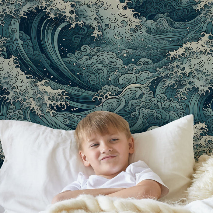 TeepeeJoy Ocean Wallpaper for Nursery and Kids Rooms - Wave Symphony