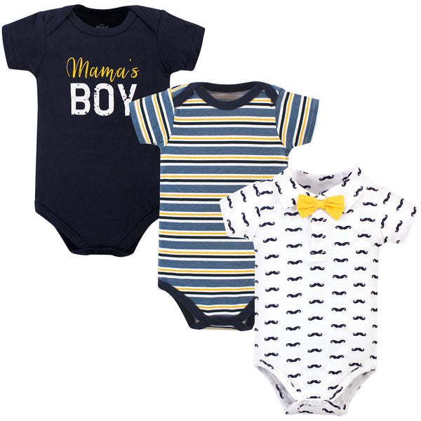 Little Treasure Baby Boy Cotton Bodysuits 3 Pack, Mamas Boy