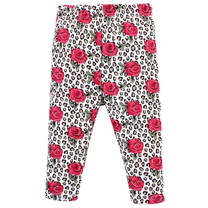 Little Treasure Baby Girl Cotton Bodysuit, Pant and Shoe 3 Piece Set, Leopard Rose