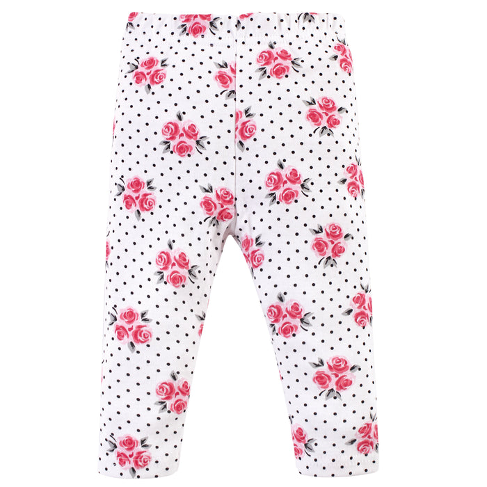 Little Treasure Baby Girl Cotton Bodysuit, Pant and Shoe 3 Piece Set, Pink Pearls