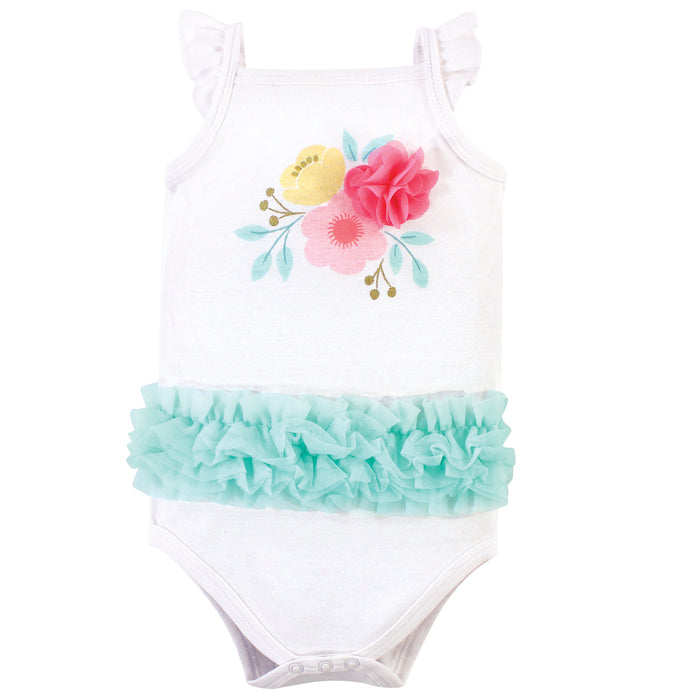 Little Treasure Baby Girl Cotton Bodysuits 3-Pack, Sunshine
