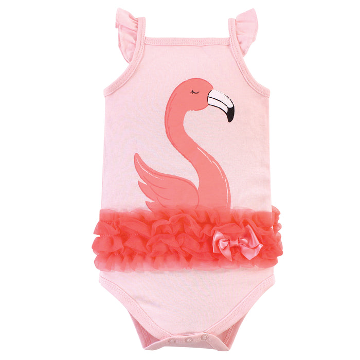 Little Treasure Baby Girl Cotton Bodysuits 3-Pack, Flamingo