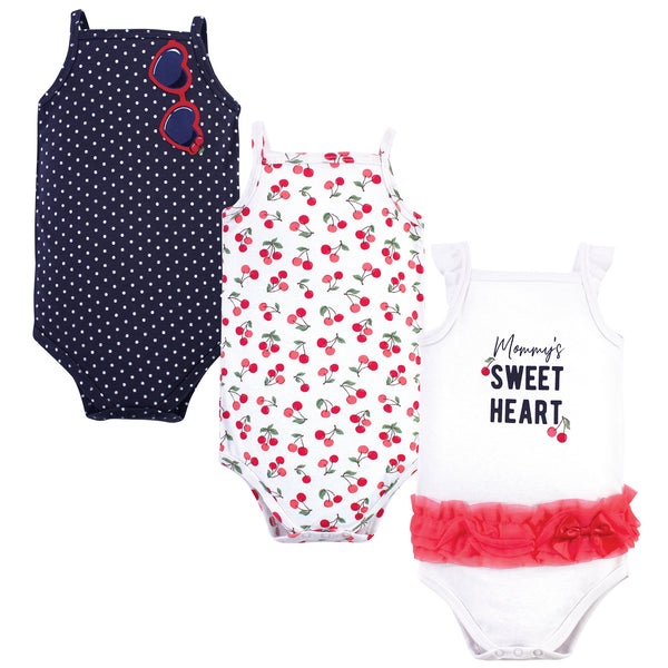 Little Treasure Baby Girl Cotton Bodysuits 3 Pack, Cherries