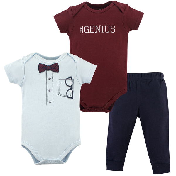 Little Treasure Baby Boy Cotton Bodysuit and Pant Set, Glasses