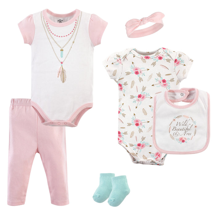 Little Treasure Baby Girl Layette 6-Piece Set, Boho