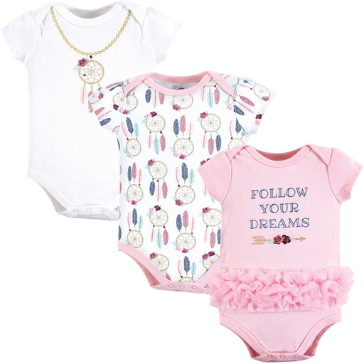 Little Treasure Baby Girl Cotton Bodysuits 3-Pack, Dream Catcher