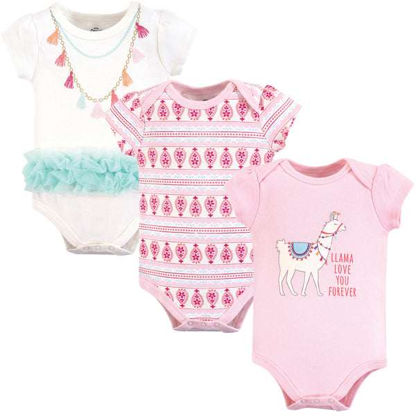 Little Treasure Baby Girl Cotton Bodysuits 3-Pack, Llama