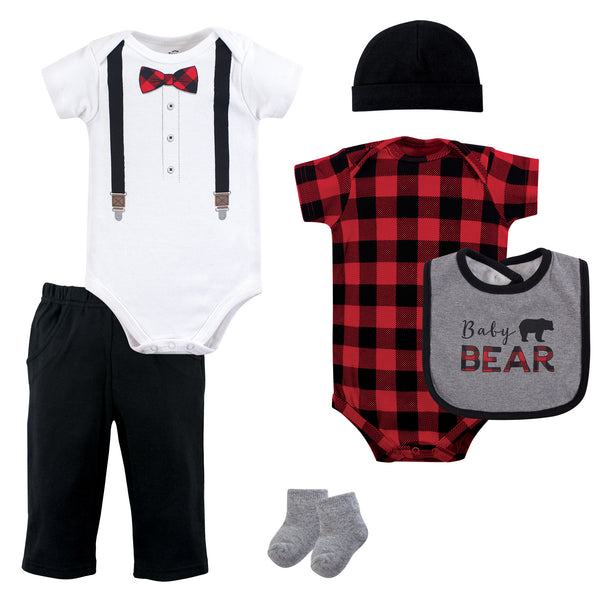 Little Treasure Baby Boy Layette 6-Piece Set, Lumberjack Bow Tie