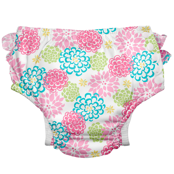 Green Sprouts Eco Snap Ruffled Swim Diaper White Zinnia