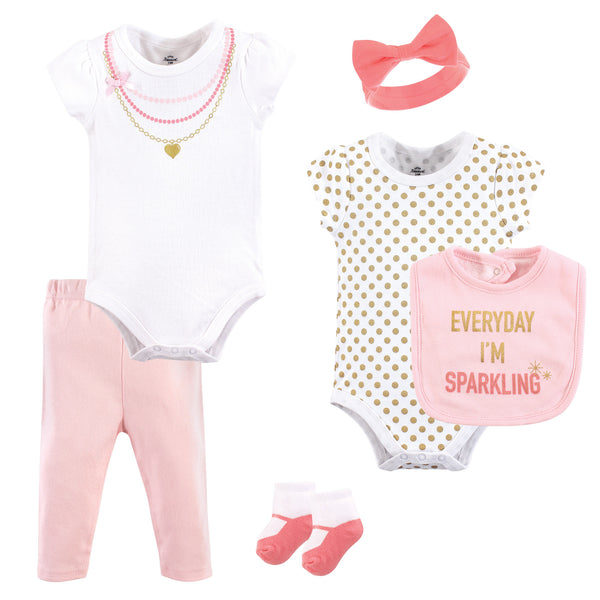 Little Treasure Baby Girl Layette 6-Piece Set, Sparkling