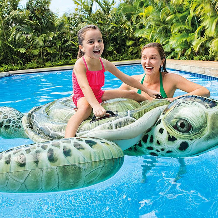 Intex 57555EP Realistic Sea Turtle Inflatable Ride-On Pool Float with Handles
