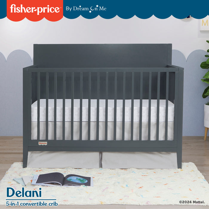 Fisher-Price by Dream On Me Delani 5-in-1 Convertible Crib in Carbon