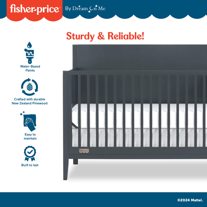 Fisher-Price by Dream On Me Delani 5-in-1 Convertible Crib in Carbon