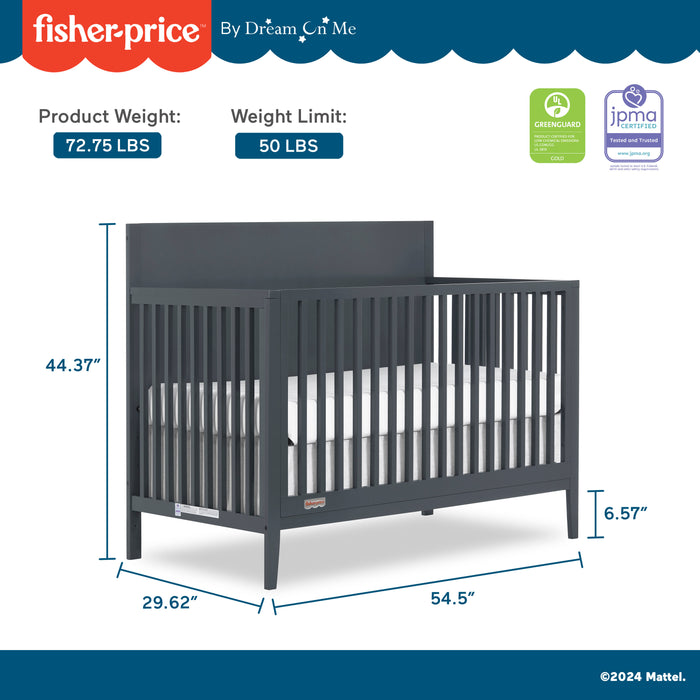 Fisher-Price by Dream On Me Delani 5-in-1 Convertible Crib in Carbon