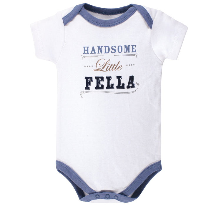 Little Treasure Boy Cotton Short-Sleeve Bodysuit, Pant and Shoe Set, Handsome Fella