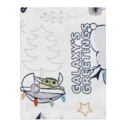 Star Wars Mandalorian Galaxy's Greetings The Child Christmas Holiday Toddler Blanket