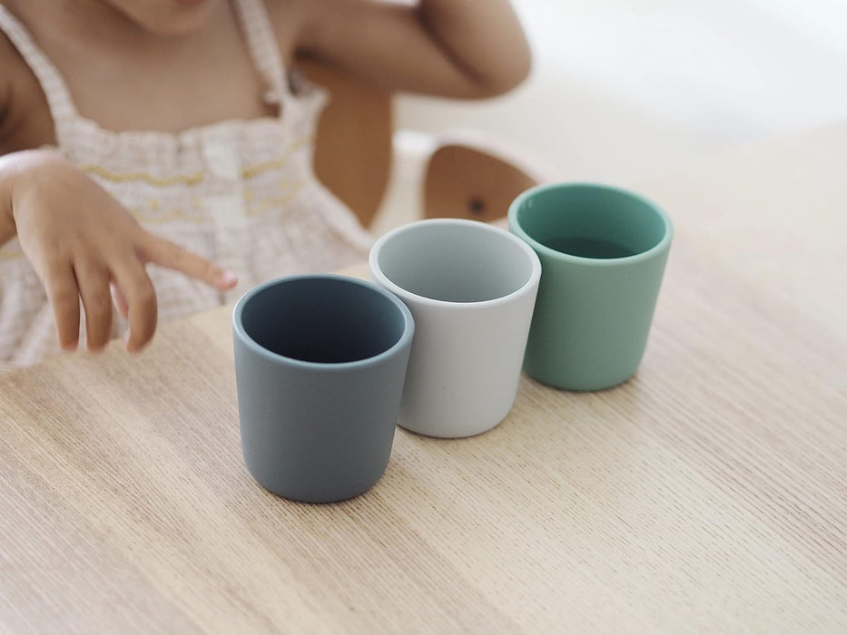BEABA Silicone Anti-Slip Cup - Set of 3 - Mineral/Sage/Grey
